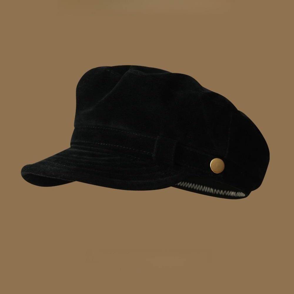 Short Brim Suede Berets Warm Painter Hat Vintage Artist Hat  Women