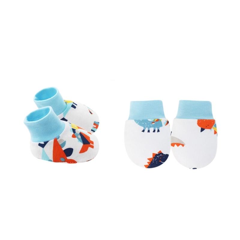 No Scratch Mittens Socks Set Toddler Mitts Baby Mittens Cotton Gloves Footwear Baby Breathable Gloves for Boys Girls