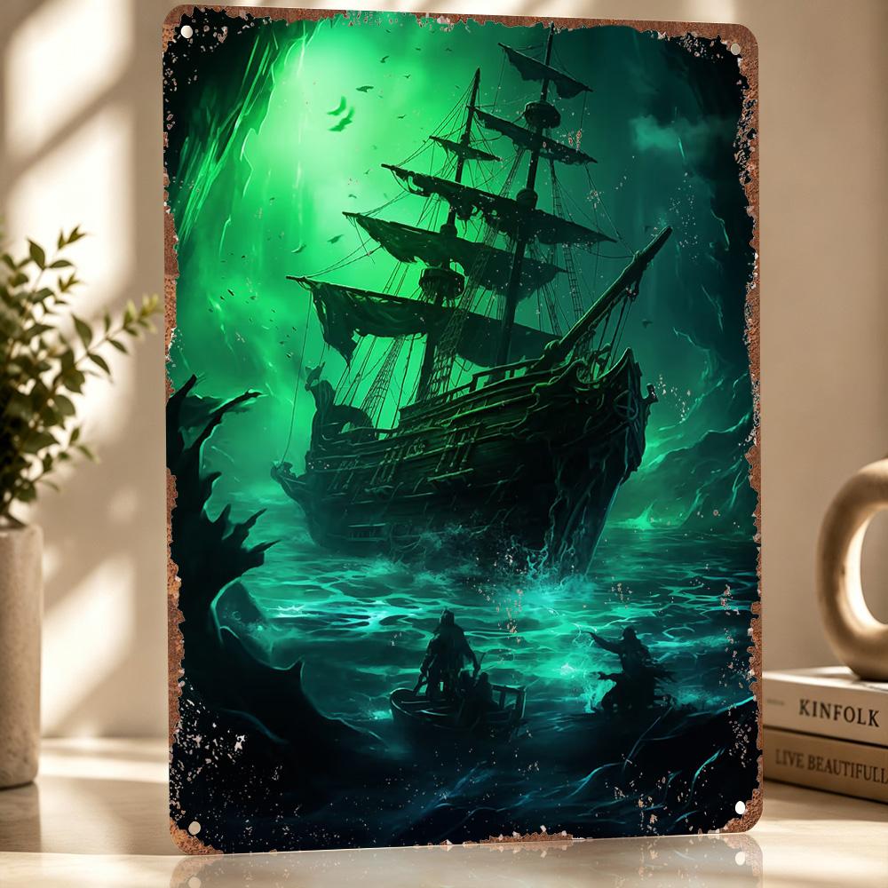 Fantasy Pirate Ship Poster Retro D Printed Metal Signs Customized Wall Hanging Gift for Luxury Decoration Home Decorations Room