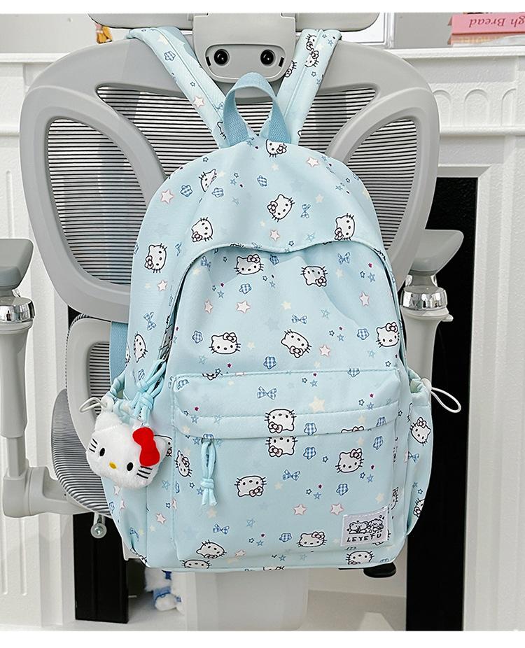 Schoolbag New Hellokitty Printed Backpack Female Korean Version Ins Style Cute Girl Heart Junior High School Casual Backpack