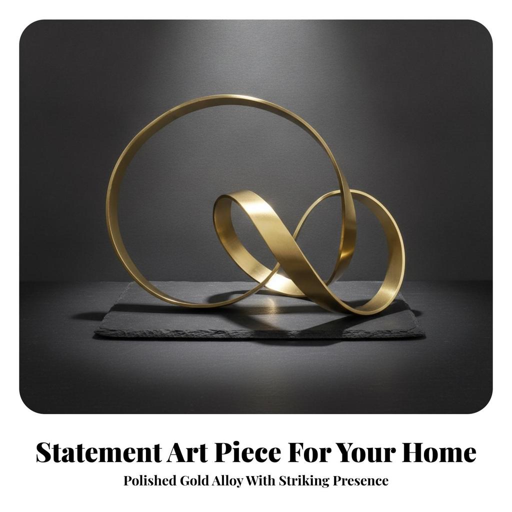 Metal Geometric Decorative Sculpture Small Intertwined Loop Band Round