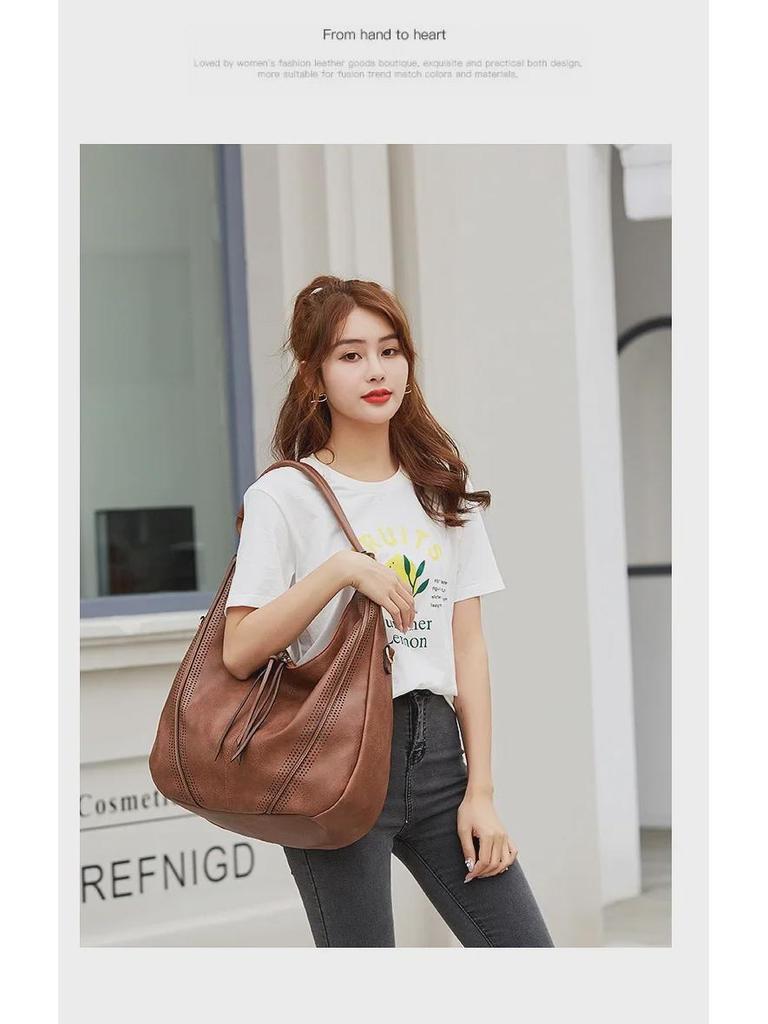 Guangzhou Women's Tassel Hollow Shoulder Bag - Large, Leisure Purse