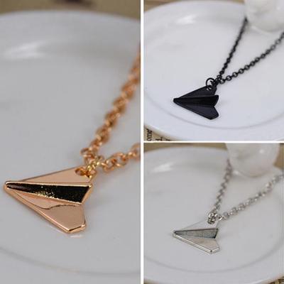 Men's Fashion Xmas Gift Jewelry Paper Plane Airplane Pendant Chain Charm Necklace AVE