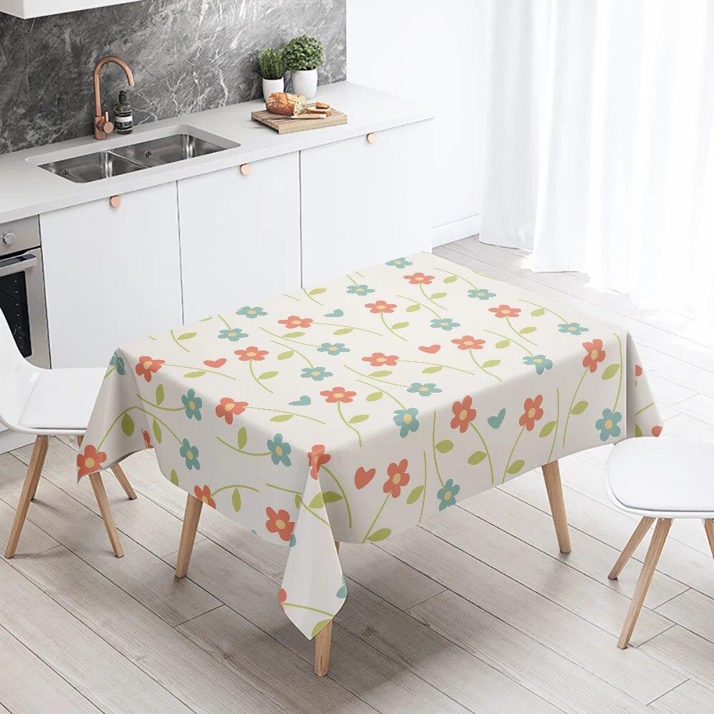 Søt katt duk plantedyrstrykk rektangulært vanntett og oljetett restaurantbord kjøkken hjemmedekorasjon