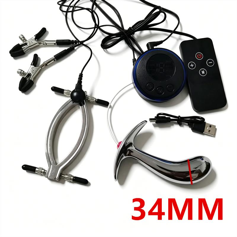 8 Modi Elektrischer Schlag Metall Analer Butt Plug Brustwarzen Klemmen Sex Spielzeug für Frauen Brustsauger Pumpen Schamlippen Klemmen Erwachsenenspiel