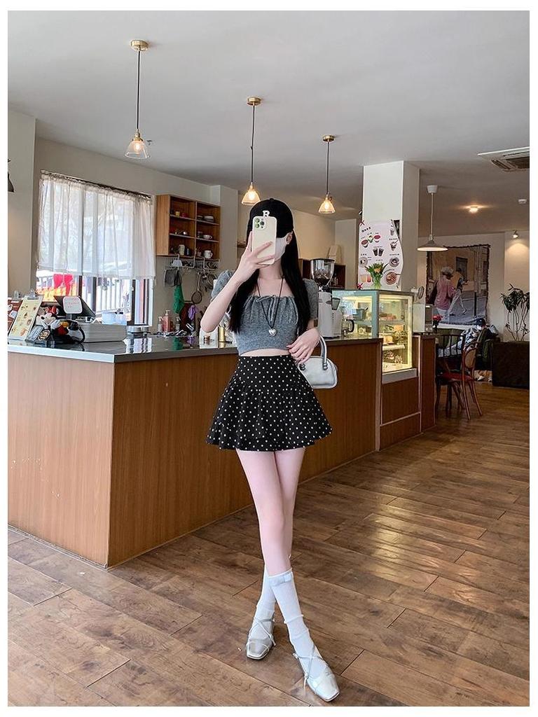 Women's High-Waist Polka Dot A-Line Cake Skirt – Summer 2025 Style, Fluffy & Short