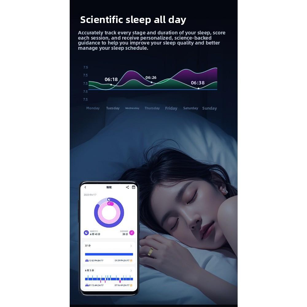 Smart ring monitors heart rate, blood oxygen, blood pressure, blood sugar, sleep, HRV health, step counting,  dad's gift, Valentine's Day gift