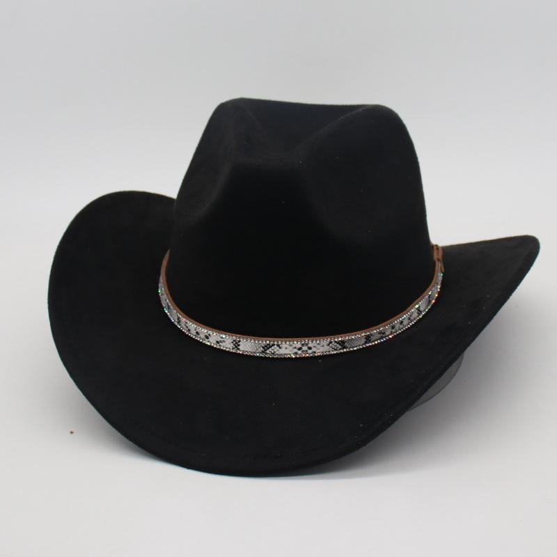 White Leather Textured Tibetan Woolen Hat Men'S And Women'S Wide-Brimmed American Top Hat Western Cowboy Hat Jackson Jazz Hat