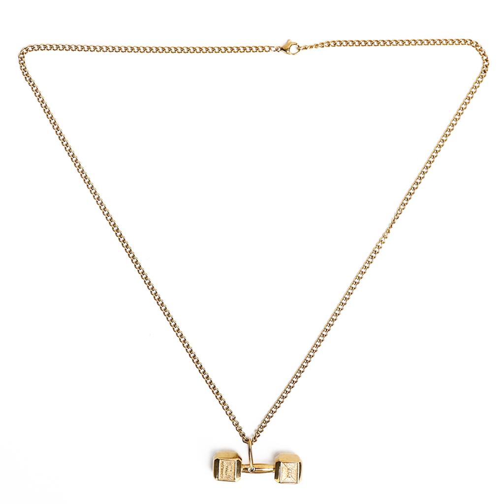 Dumbbell Pendant Necklace Unisex Fashionable Jewelry Necklace Gift Clothes AccessoryGold