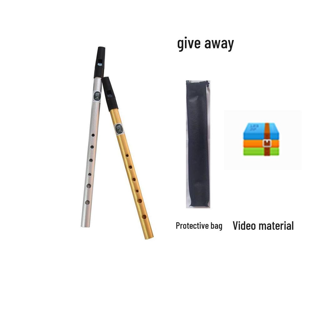Irish Whistle C & D Key, Aluminum Alloy, Beginner & Adult Use, Includes Textbook