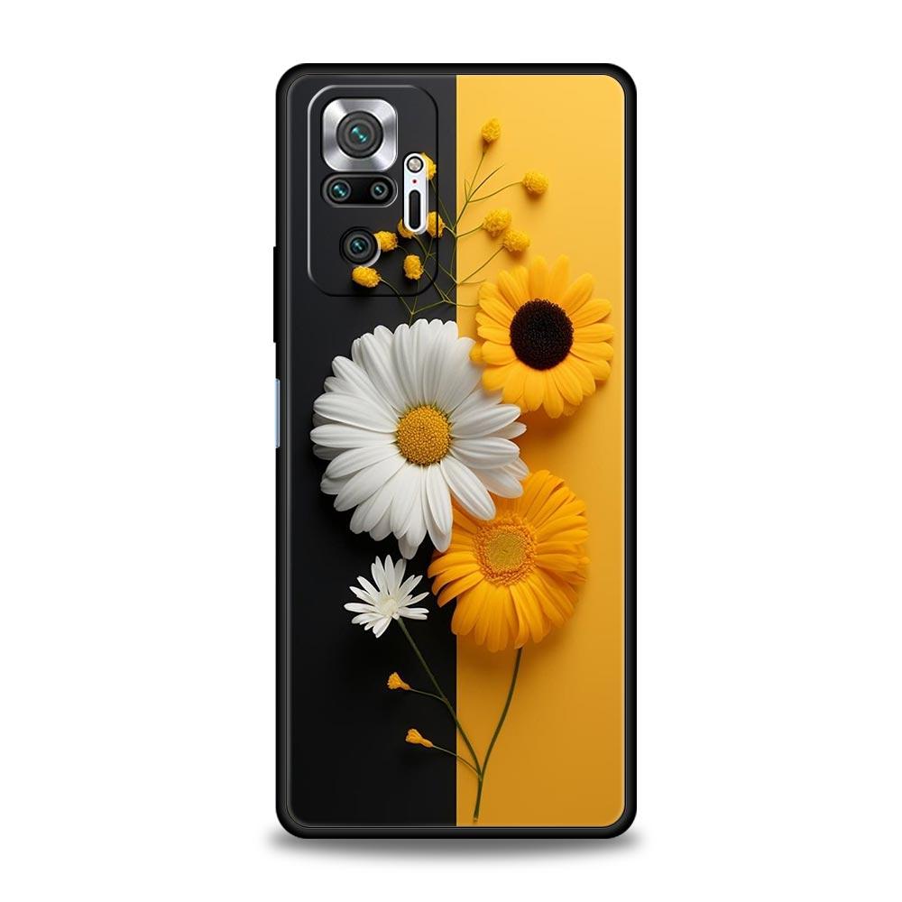 Sunflower Phone Case For Xiaomi Redmi Note 14 13 5G 10 11 12 Pro Plus 4G 14C 13C 12C 10C Black Cover