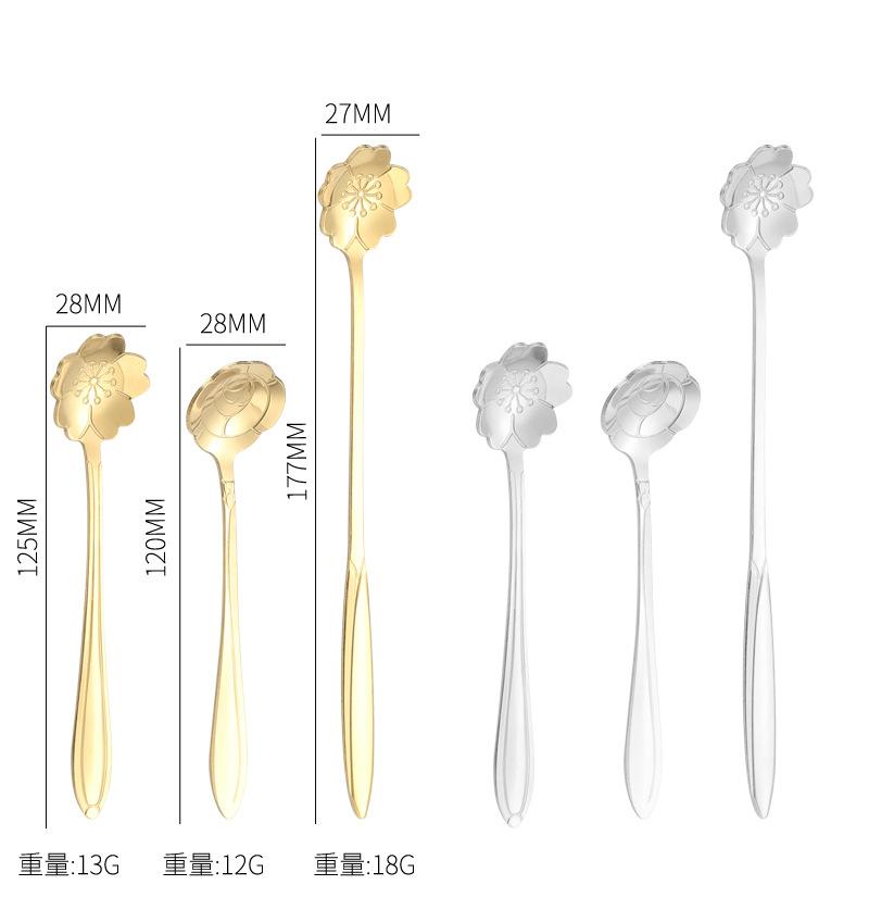 1pcs Flower Spoon Set Small Teaspoon Coffee Spoon Cute Ice Cream Dessert Spoon Silver Gold Stainless Steel Spoon For Coffee Tea