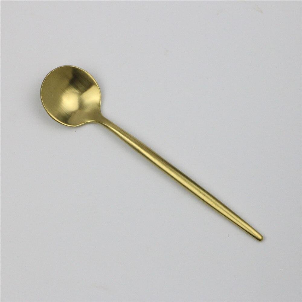 4Pcs Matte Black Gold Dinnerware Set Dinner Cutlery Knives Forks Spoons Teaspoons 304 (18/10) Stainless Steel Silverware Set