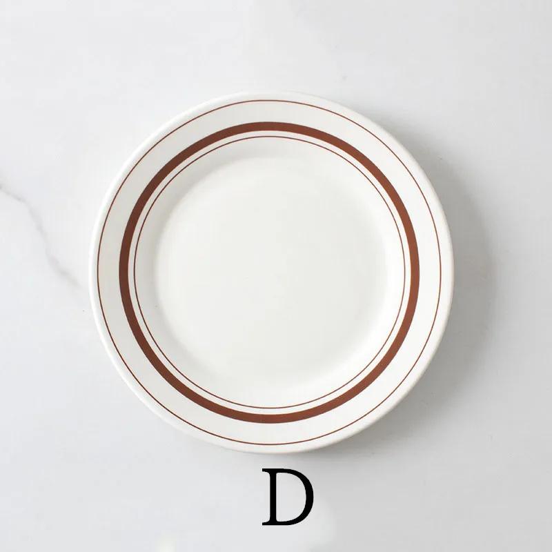 Farfurii plate din ceramică de 8 inch Vase de uz casnic pentru mic dejun Desert Salată Friptură Farfurie pentru cină Vase de servire pentru cafenea