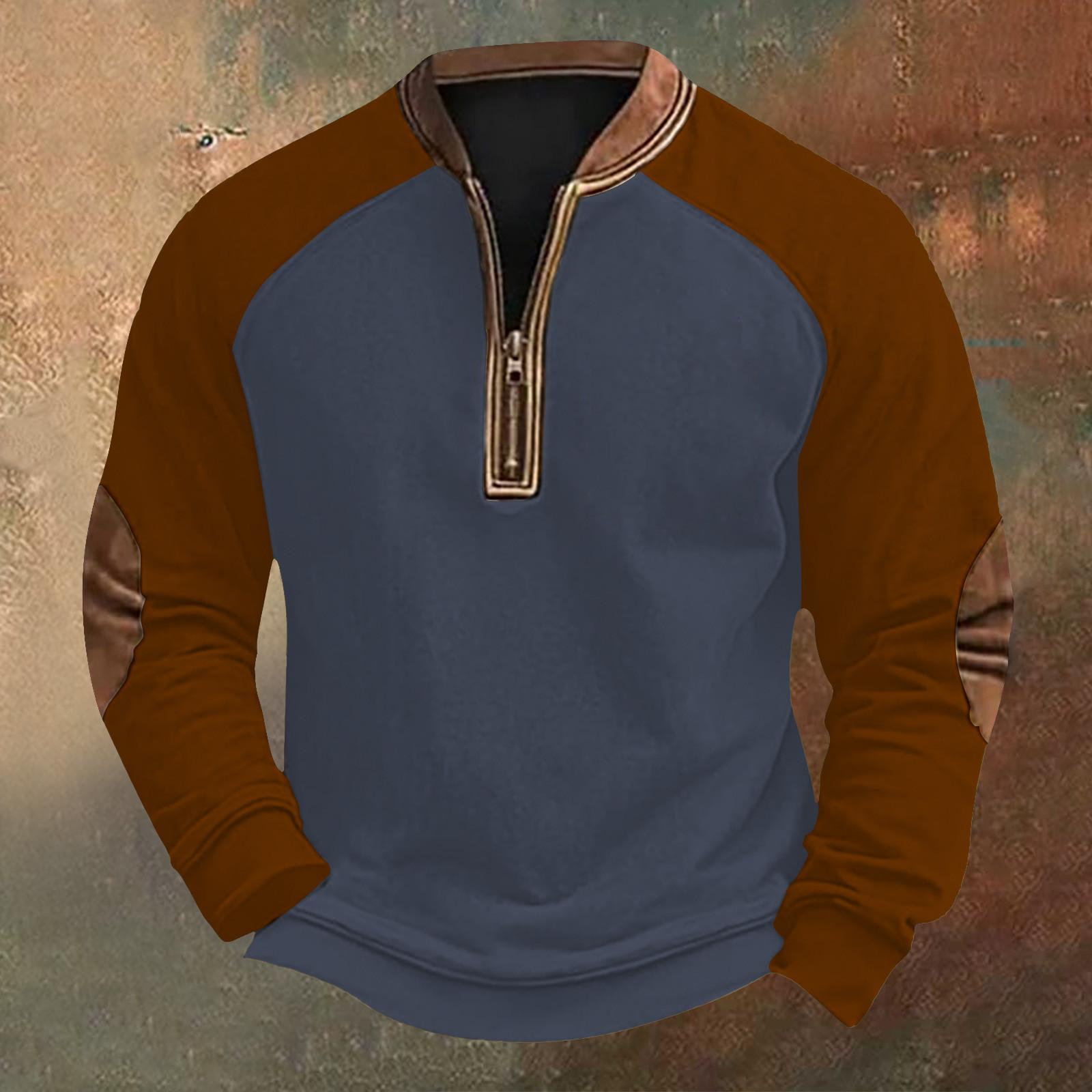 

Мужская повседневная толстовка в стиле ретро с цветными блоками на молнии L