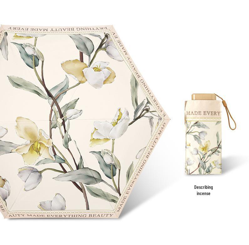 Know Parapluie Mini Plat Six Plis Haut de Gamme Protection UV Double Usage Pare-Soleil & Parapluie de Pluie