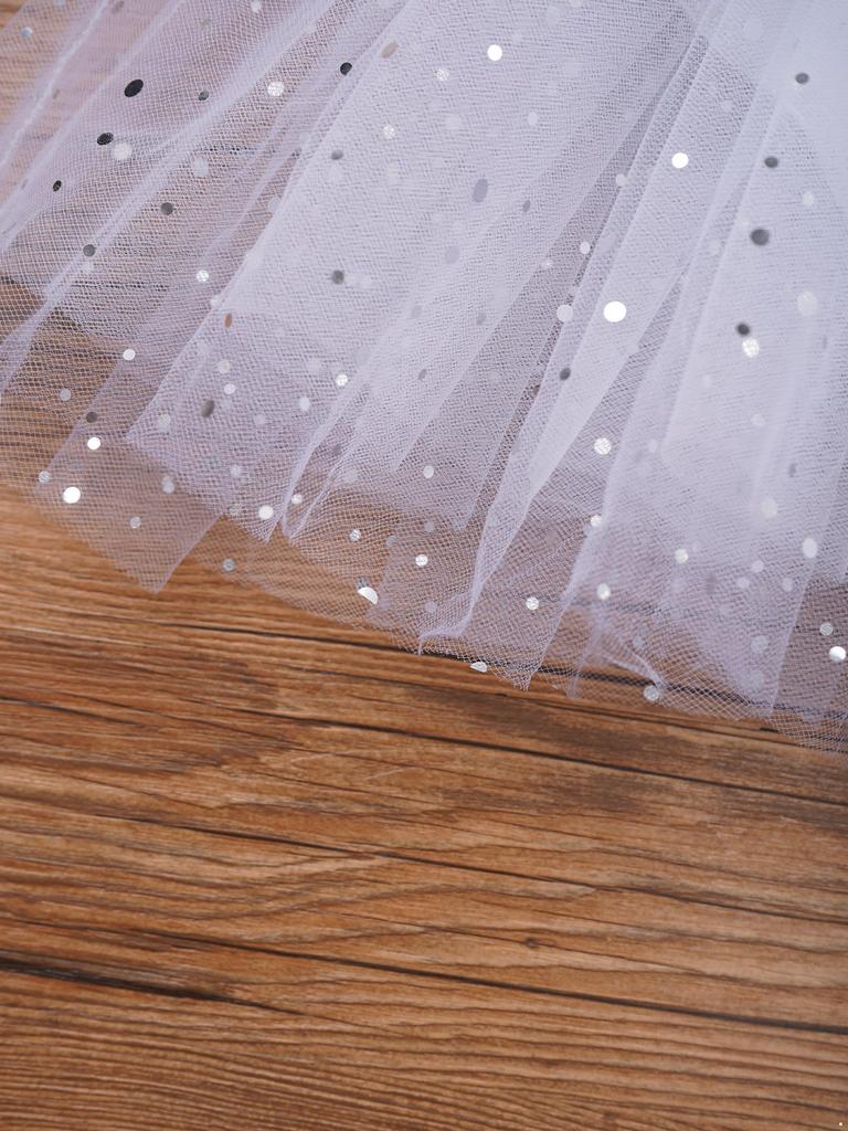 Girls Sleeveless Dance Dress with Shiny Sequins Crisscross Back and Tutu Mesh Skirt