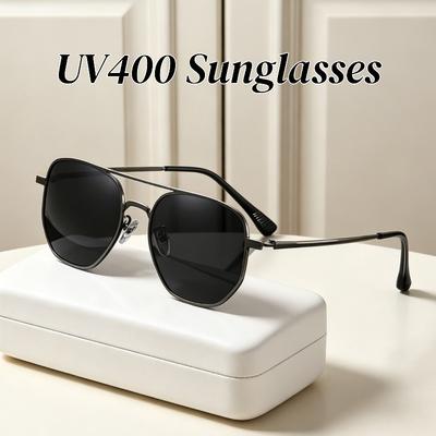 New Classic Frog-Eye Sunglasses Metal Double-Bridge Stylish UV400 Shades Eyewear for Fishing and Driving Outdoor Travel Eyewear
