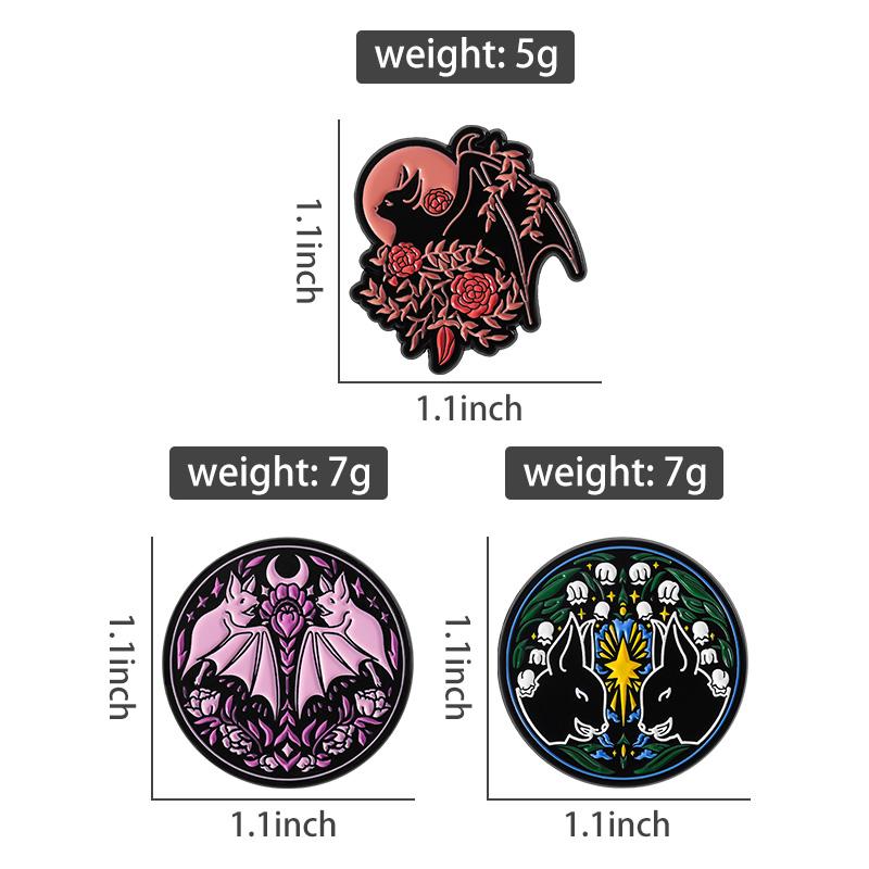 Floral Bat Enamel Pins Custom Ghost Shadow Brooches Lapel Badges Clothes Gothic Animal Jewelry Gift for Friends