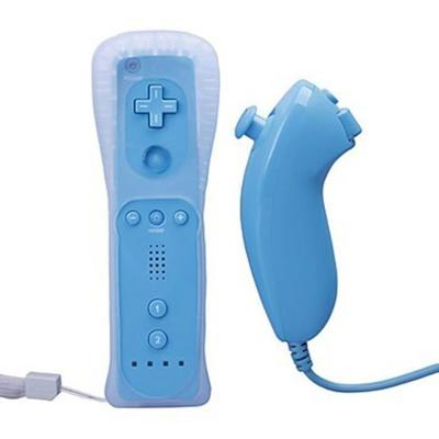 LADUU Mando inalámbrico Wiimote azul + muñeca + funda de silicona para Nintendo Wii WiiU OL