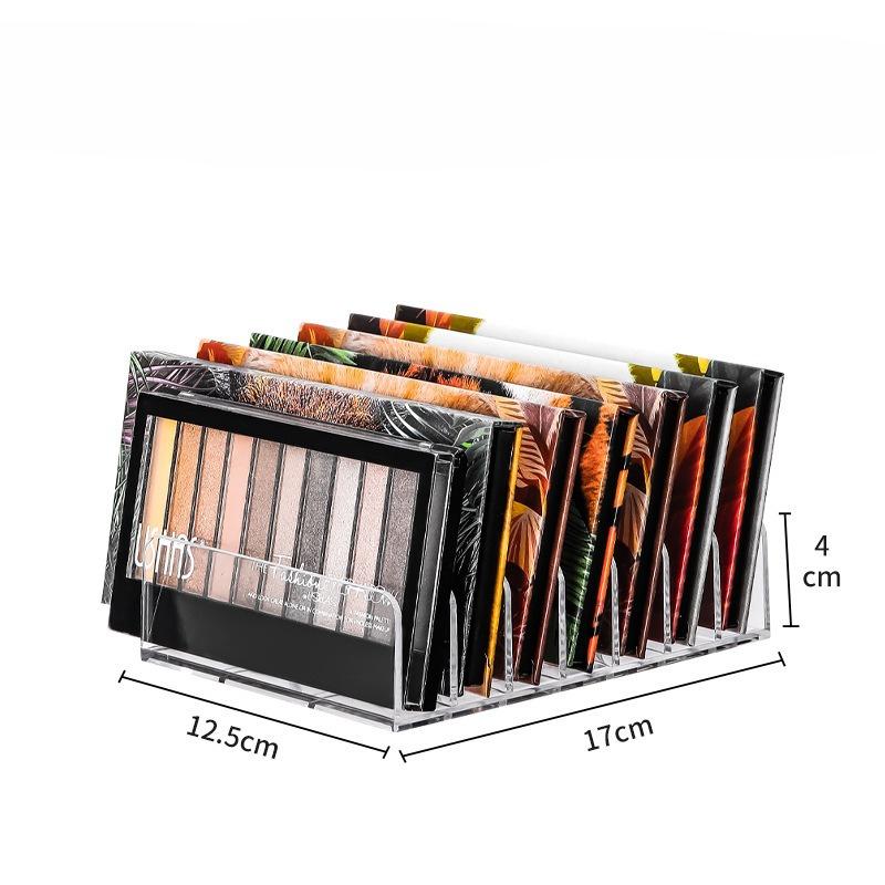 Clear Plastic Desktop Eyeshadow Palette Storage Box with Drawer Dividers Cosmetic Organizer for Powder Blush Makeup Brushes