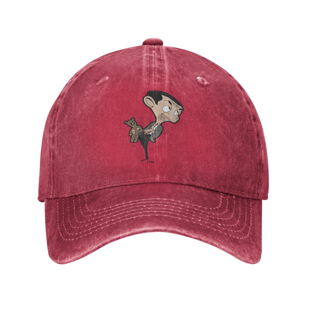 Mr Bean Cartoon Sun Baseball Cap Vintage Women Unisex Washed Trucker Hat Sunscreen Print Outdoor Sport Baseball Caps