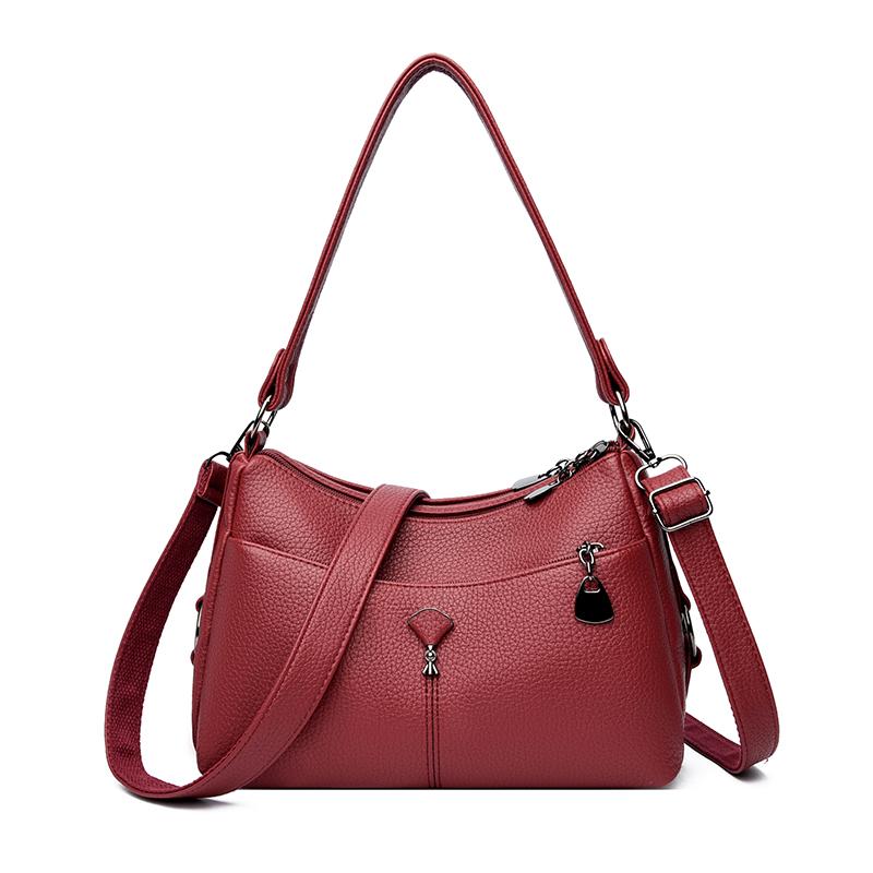 Multi-layer Shoulder Bag Middle-aged Mother Bag PU Messenger Bag