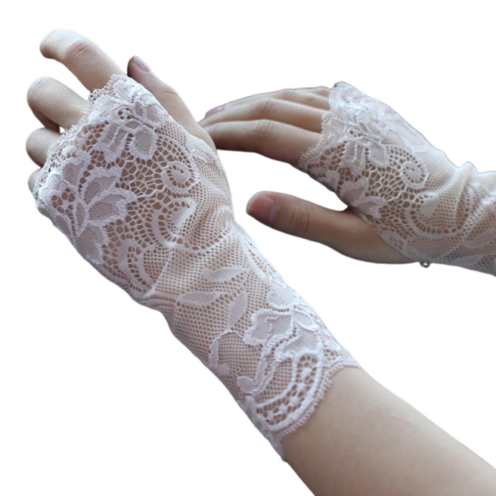 Thin Lace Half Finger Gloves Breathable Sun Protection Riding Gloves Driving Gloves  Wedding Events