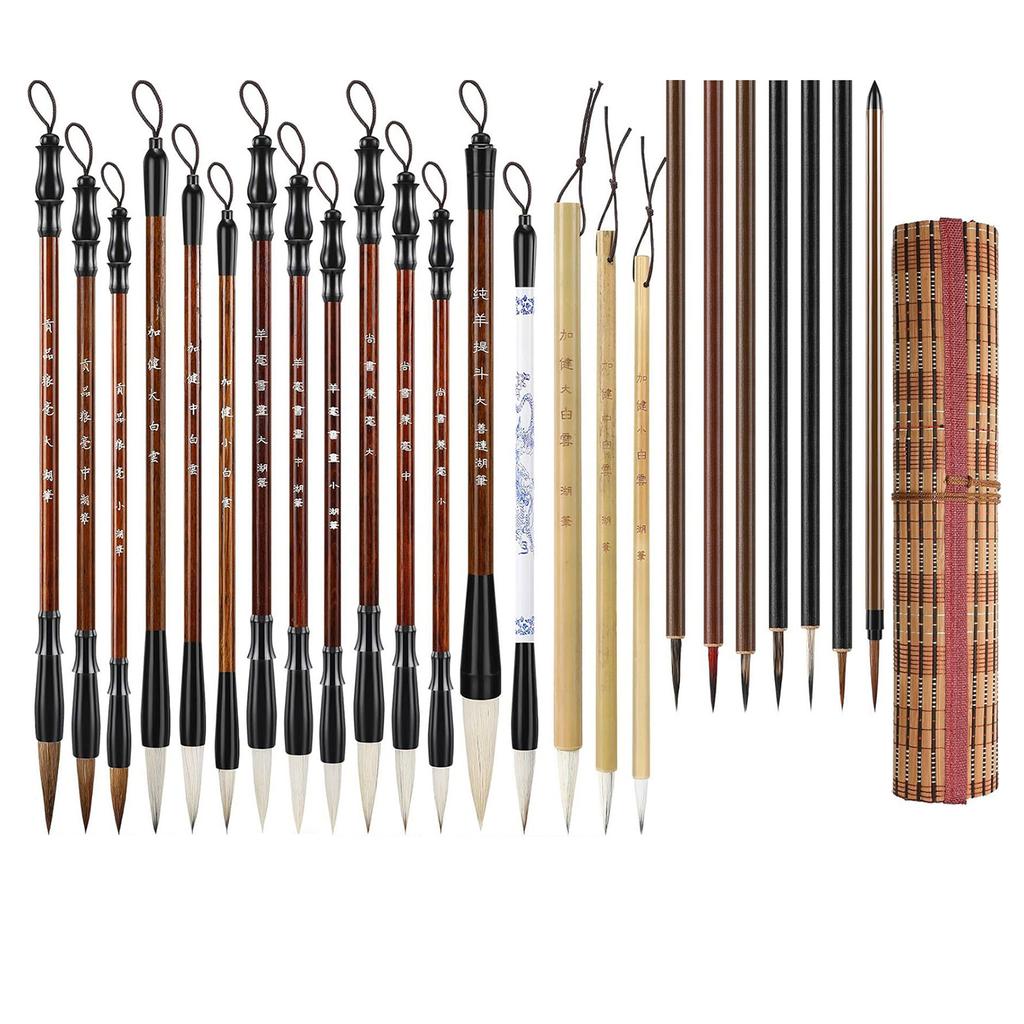 24Pcs Calligraphy Brush Pen Chinese Painting Brush Antithetical Couplet Writing Brush for Beginner Artist Adult Kid