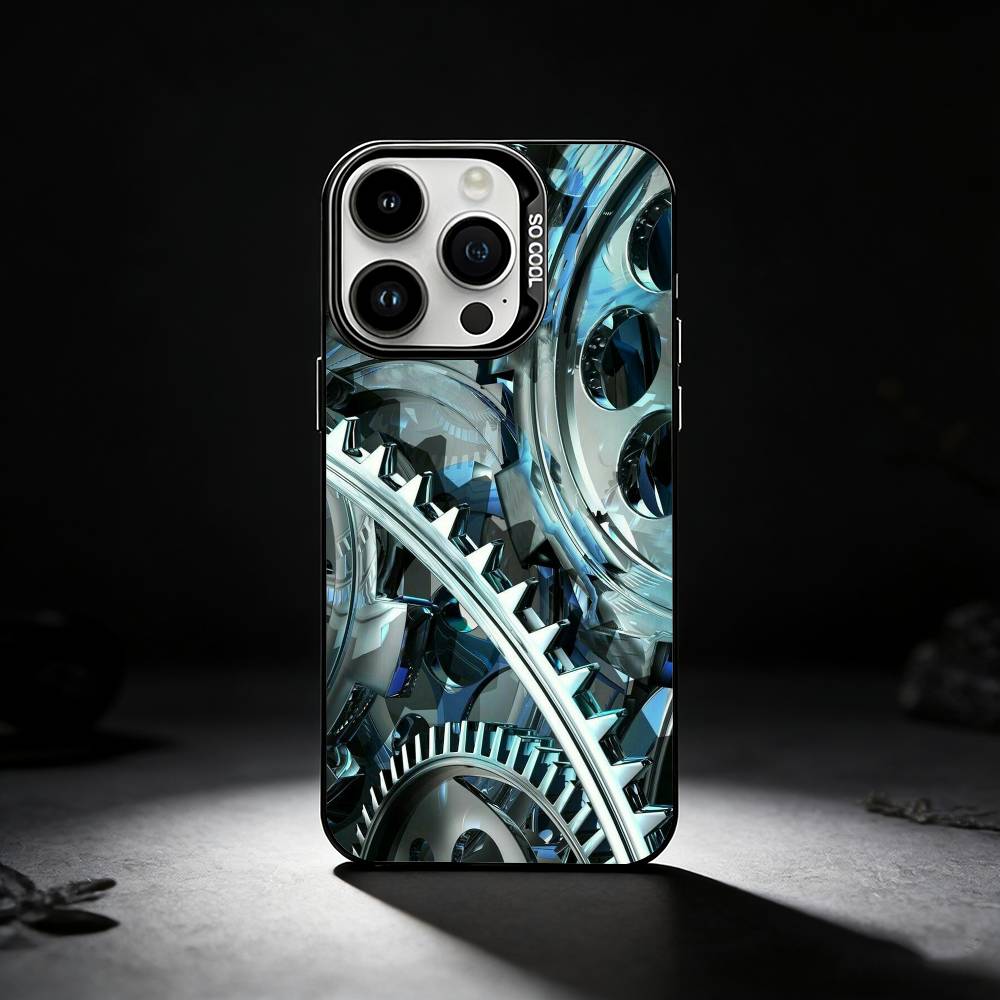 Steampunk Gear Mechanical COOL Phone Case For iPhone 17,16,15,14,13,12,11 Plus,Pro Max,XS,Colored silver phone case