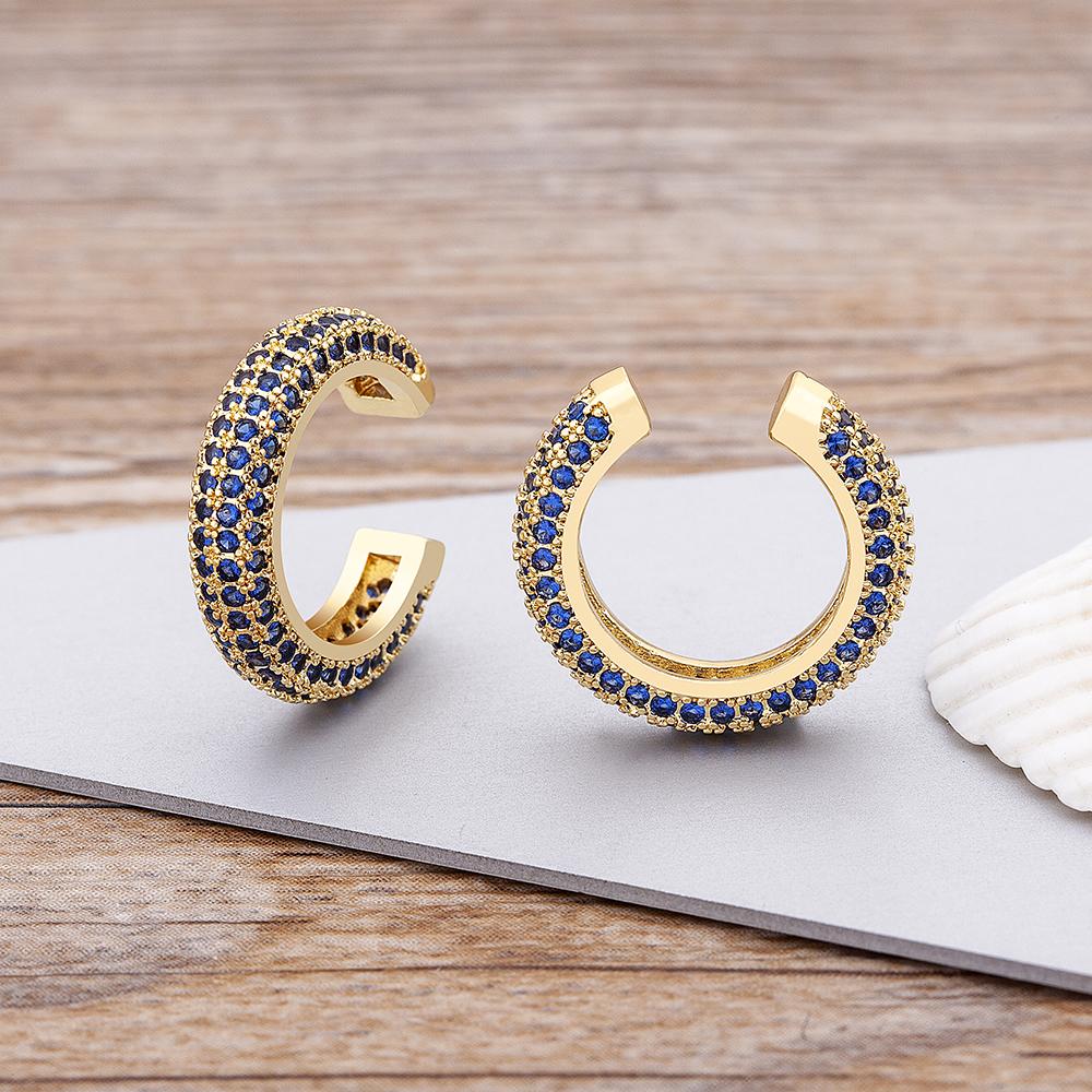 New Arrival Copper Zircon Round Ear Cuff For Women Without Piercing Earrings Jewelry Earcuff Real Gold Color Fashion Jewelry