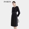 PORTS Women's 2024 Autumn/Winter Elegant Beaded Cinched-Waist Dress