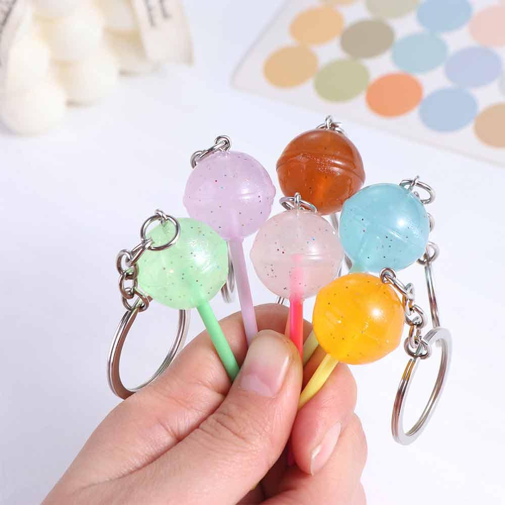 Transparent Lollipop Keychain 3D Food Candy Key Rings Lovely Simulation Lollipop  Men Women