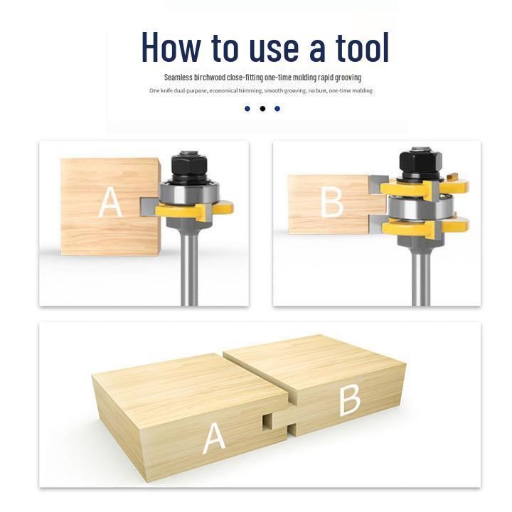 45° T-type Woodworking Tenon Jointing & Slotting Knife Set