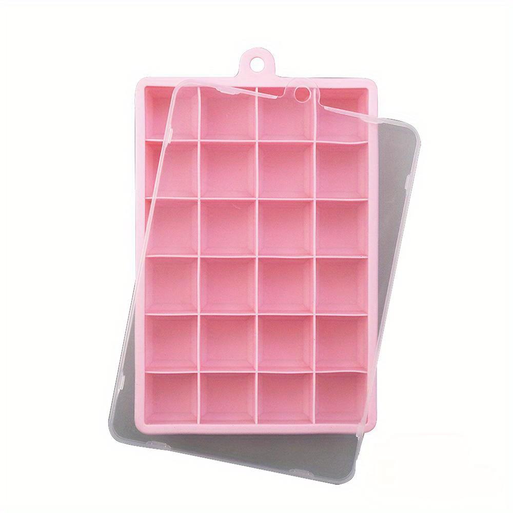S víkem / Bez víka 24-otvorová silikonová miska na led Čtvercová krabička Pomocné jídlo Pyré Sýr Želé Forma Bar Kuchyňské nářadí Koktejl Kostka