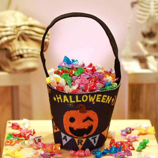 Halloween Candy Bag with Handle Large Capacity Bat Pumpkin Print Candy Treat Bag Cosplay Accessories