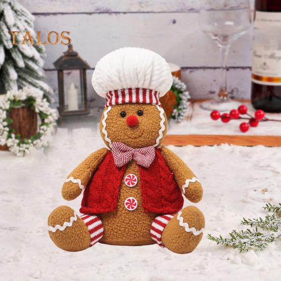 Bambola di Pan di Zenzero di Natale in Peluche Morbida Imbottita Giocattolo Bambola di Natale per Decorazioni Festive Ragazza Ragazzo Seduto Giocattolo Pan di Zenzero per Esposizione su Porta Scaffale
