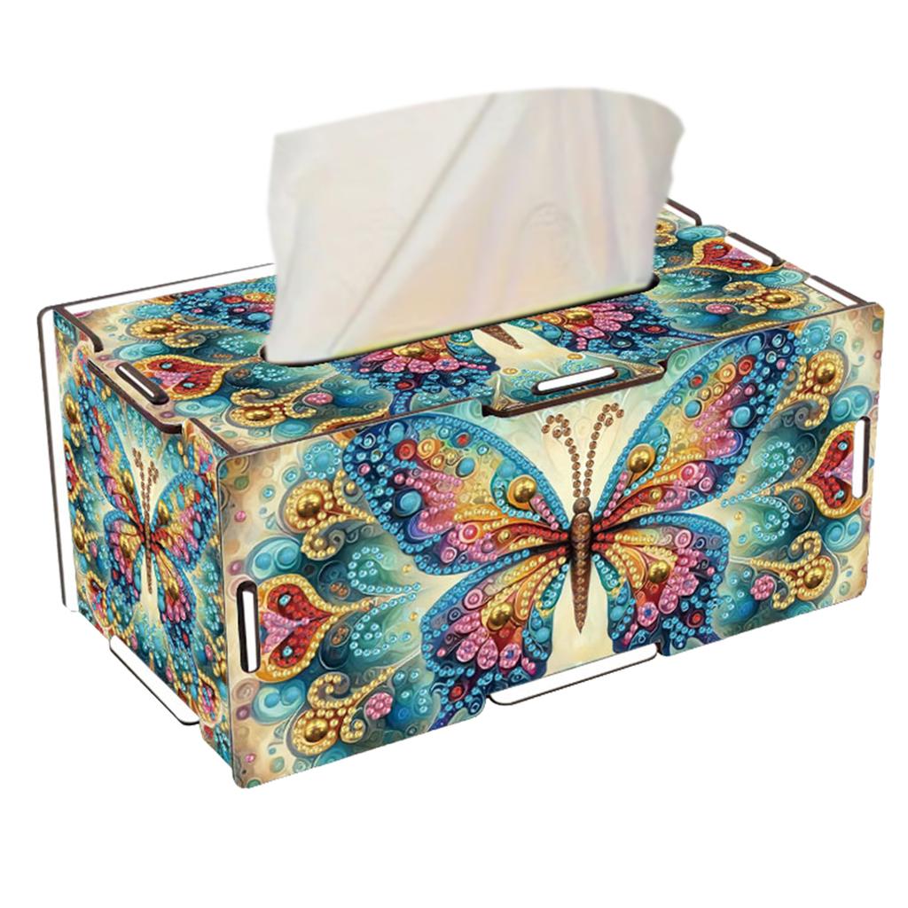 Wooden 5D Diamond Painting Tissue Holder Diamond Decorative Tissue Box Wooden Diamond Painting Tissue Box for Living Room Decor
