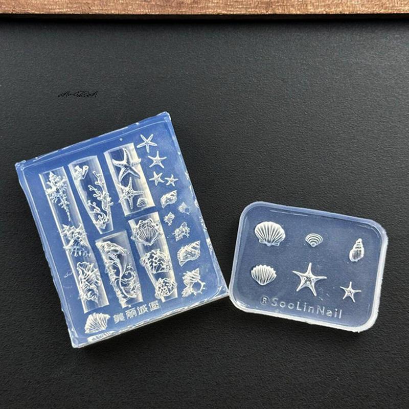 3D Silicone Carved Shell Conch Nail Art Mold Ocean Style Soft Silicone Nail Design Template DIY Nail Accessories for Salon