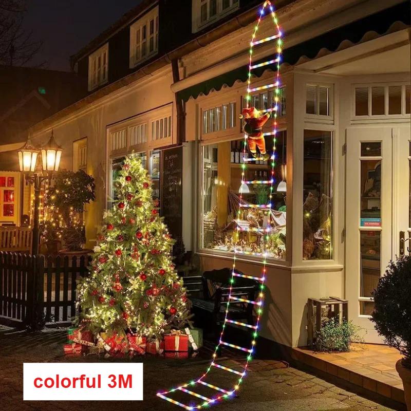Santa Claus Climbing Ladder Light Strip Outdoor Christmas Decoration Light New Year Decoration Pendant Christmas Tree Decoration