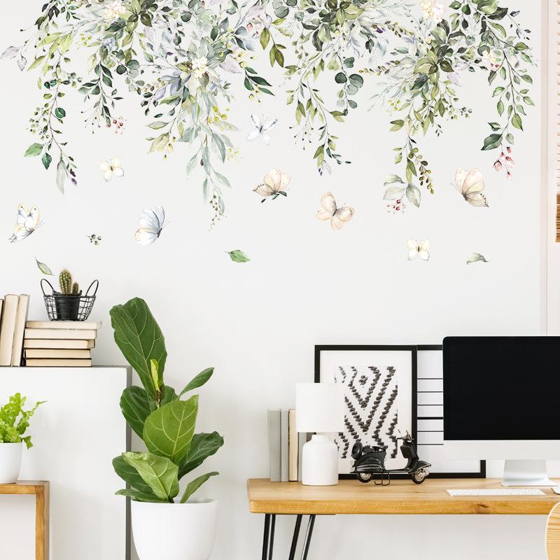2Pcs/Set Removable Self Adhesive Stickers Tree Branches Leaves Birds Wall Stickers Bedroom Living Room Decoration Accessories