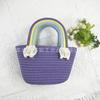 Rainbow cotton thread bag, hand-held straw cotton rope, handmade basket, seaside messenger holiday, beach bag versatile