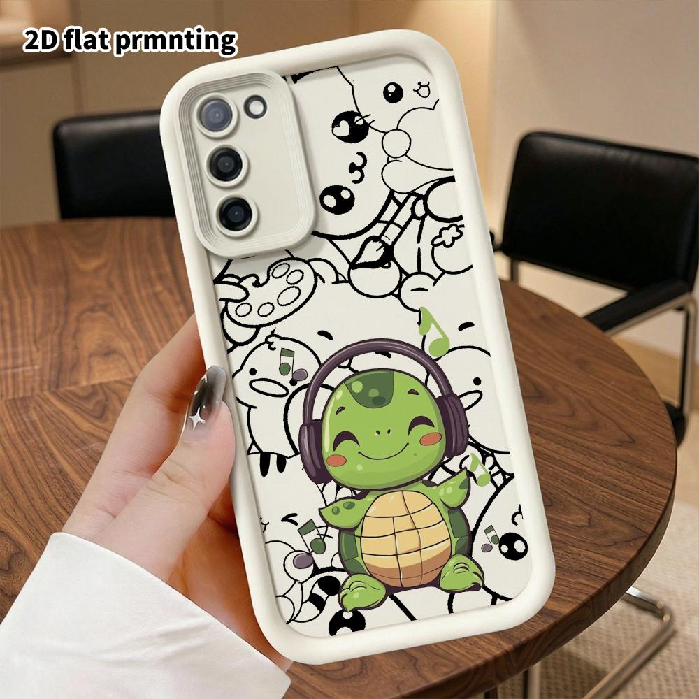Phone Case: 2D Flat, Fits Samsung Galaxy A34 A35 M05 M06 S20 S22 S21 FE Plus 5G, Green Cartoon Little Turtle, Perfect Christmas and Halloween Holiday