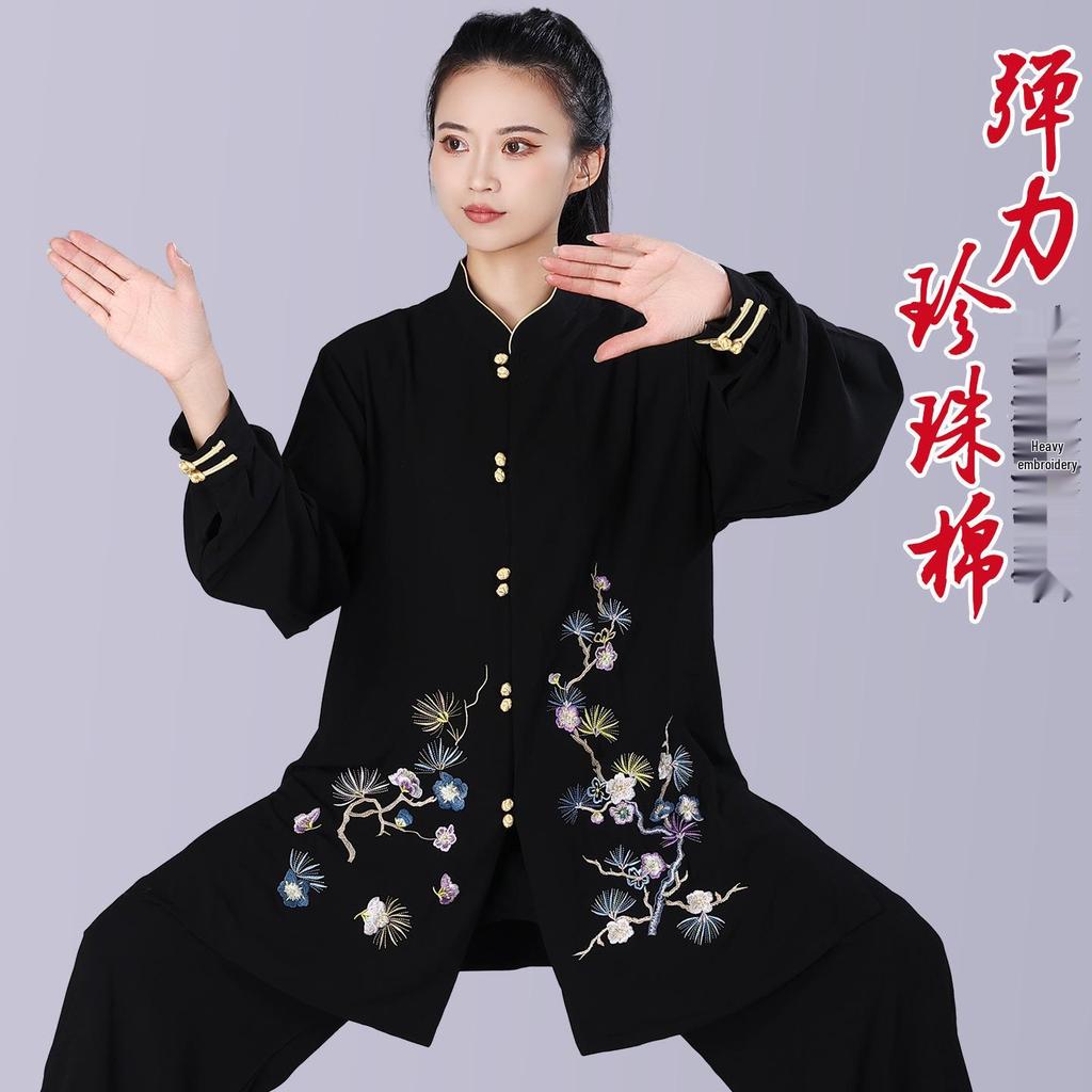Hongji Women's Embroidered Tai Chi Suit for Spring, Summer, Autumn - Perfect for Morning Exercise, Martial Arts, and Chinese Style Practices