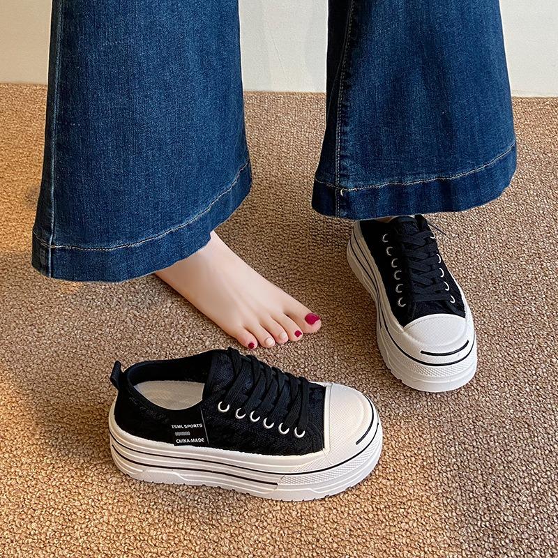 Platform white shoes women's summer new student casual fashion versatile low-top platform heightening canvas shoes women's shoes