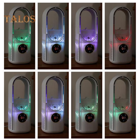 Ventilator de birou fără pale cu 6 moduri de viteză, flux de aer puternic, design compact, portabil, reîncărcabil, răcire silențioasă, ventilator cu pulverizare