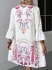 2026 European & American Women's Summer V-neck Lace Patchwork Casual Printed Dress.