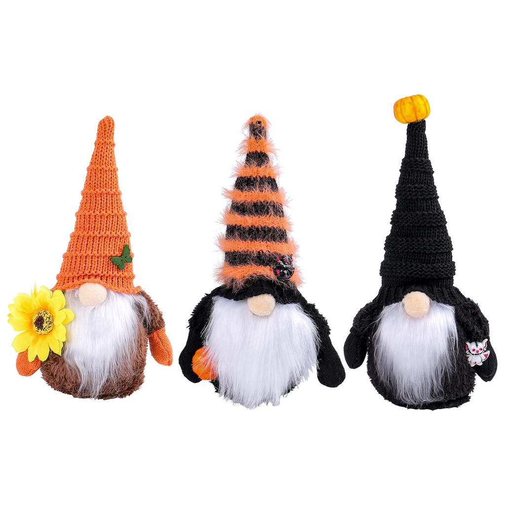 Dreifarbige Erntefest-Gesichtslose Puppe, Niedliches Plüsch-Waldpuppen-Ornament, Einkaufszentrum-Feiertagsornament