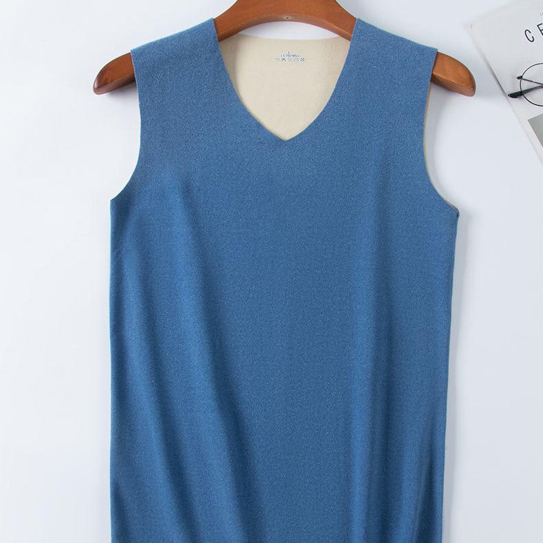 Men's Two-Tone Seamless Thermal Fleece Vest - Slim Fit, Cut-to-Fit, Fleece-Lined Base Layer