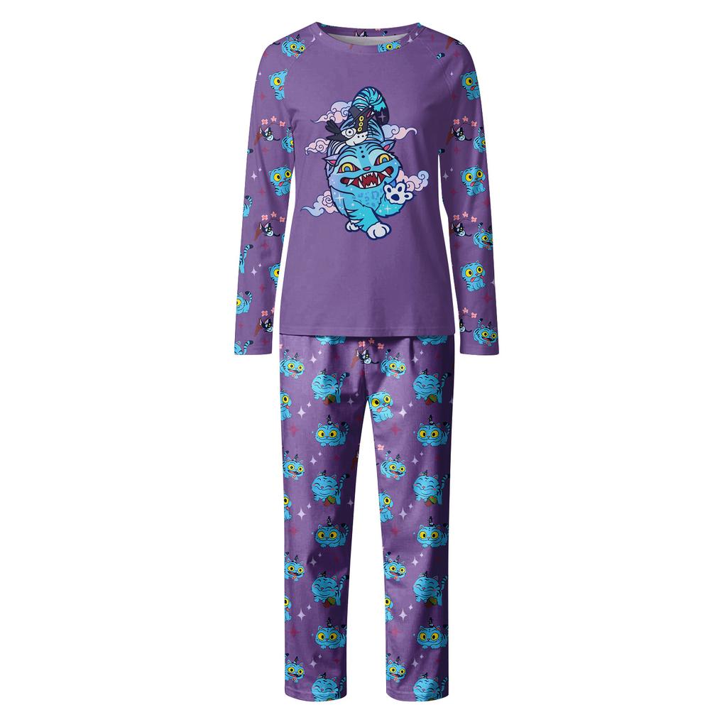 Cartoon Letters Print Family Matching Long Sleeved Parent-child Suit Home Clothes Suit Fall